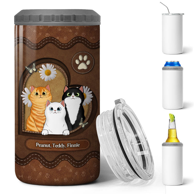Fluffy Cat Lea Gift For Cat Lover Personalized 4 In 1 Can Cooler