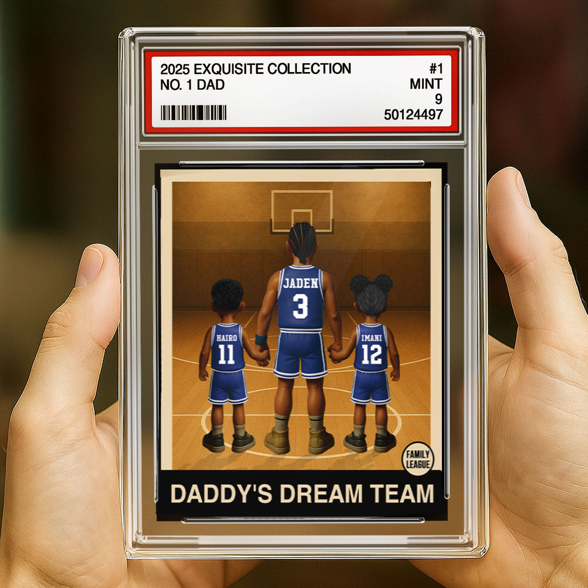 Basketball No. 1 Dad Man & Kids Trading Card Style Personalized Acrylic Block Plaque
