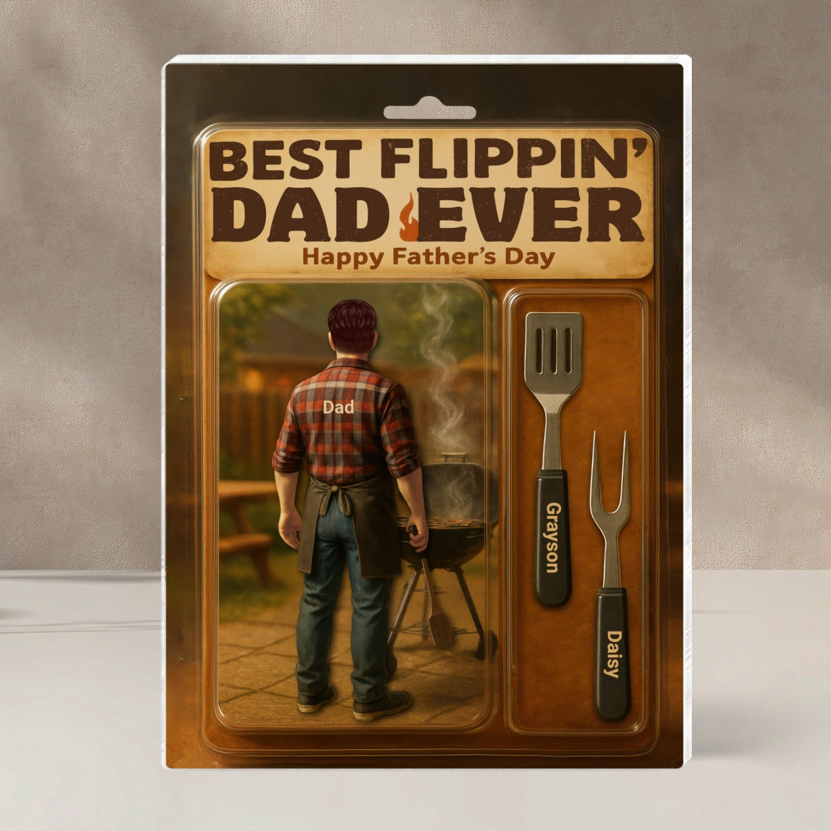 Best Flippin' Dad Ever With Kids' Names Custom Figure Personalized Acrylic Block Plaque, Unique Father's Day Gift For Him, For Dad, For Grandpa