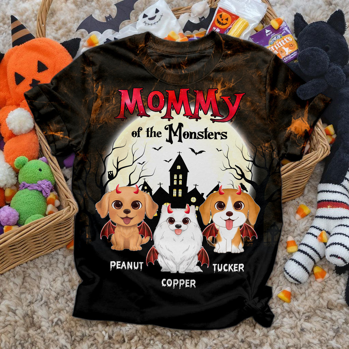 Halloween Mommy Daddy Of The Monsters Dogs Personalized Shirt, Spooky Halloween Costume For Dog Lovers, Dog Mom, Dog Dad