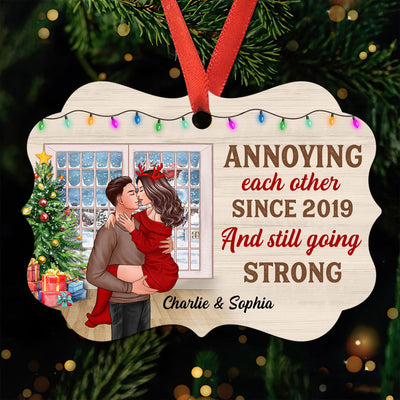 All I Want For Christmas Is You Man Holding Woman Kissing Window Personalized Christmas Ornament