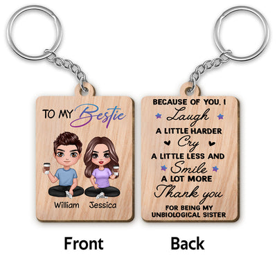 Doll Besties Man Woman Male Female To My Bestie Personalized Wooden Keychain