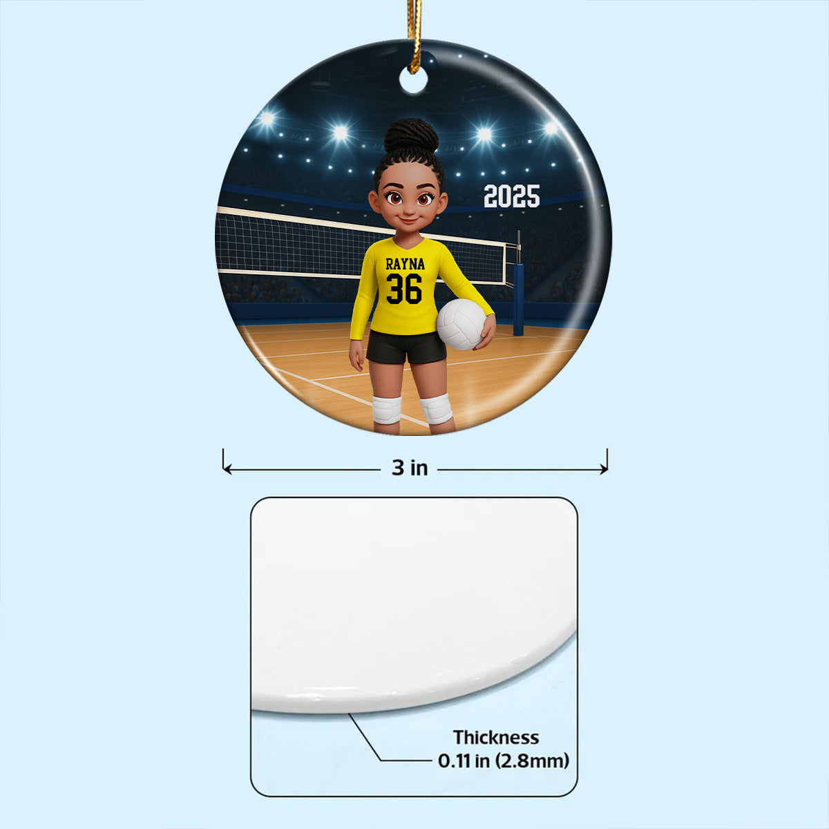 Volleyball Girl On Court - Personalized Ceramic Ornament - Christmas Gift For Teen Girl, Daughter, Granddaughter