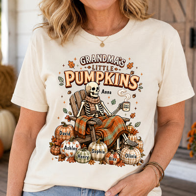 Grandma Skeleton Pumpkins Halloween - Personalized Shirt - Halloween Gift, Gift For Grandma