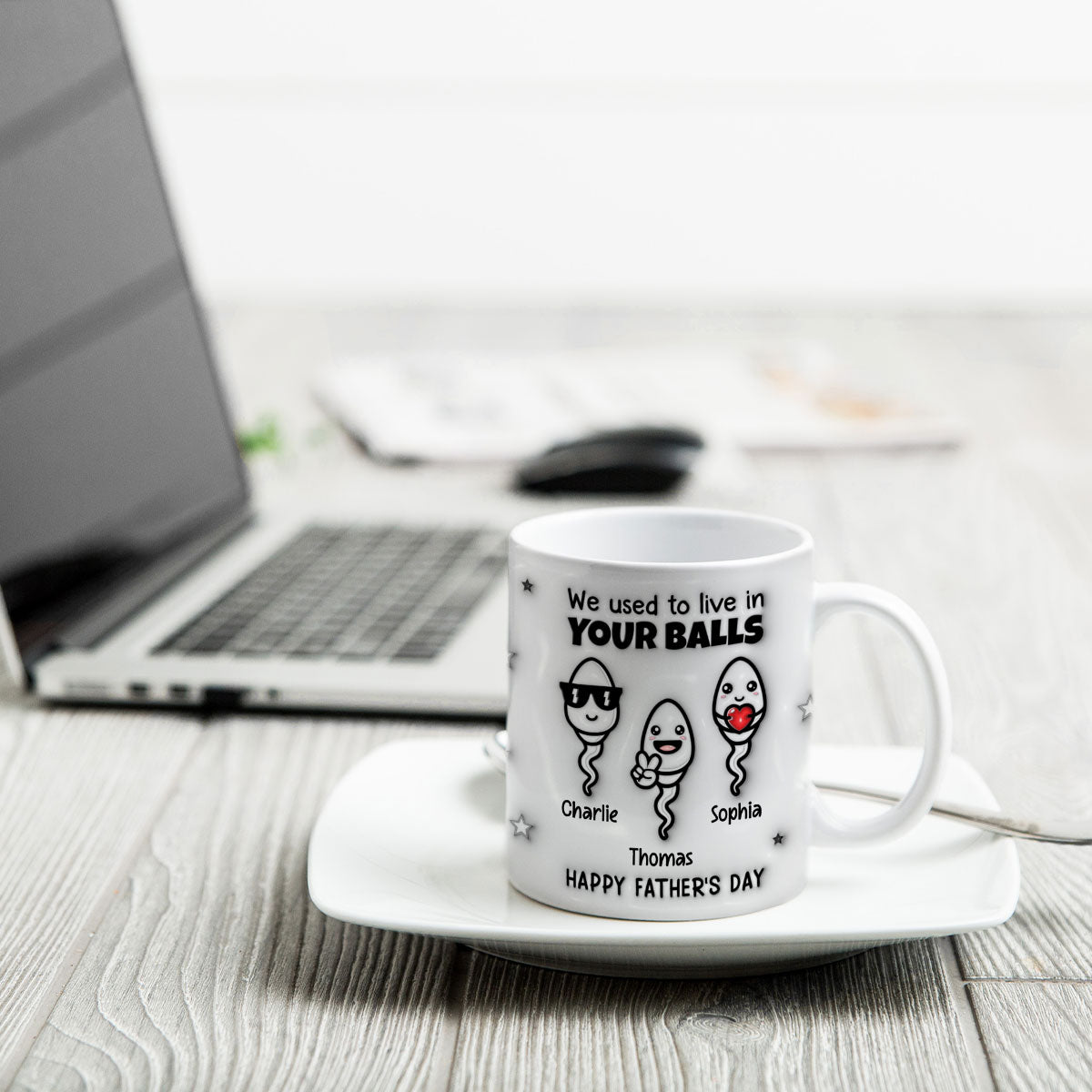 Used To Live In Your Balls Funny Father‘s Day Personalized 3D Inflated Mug