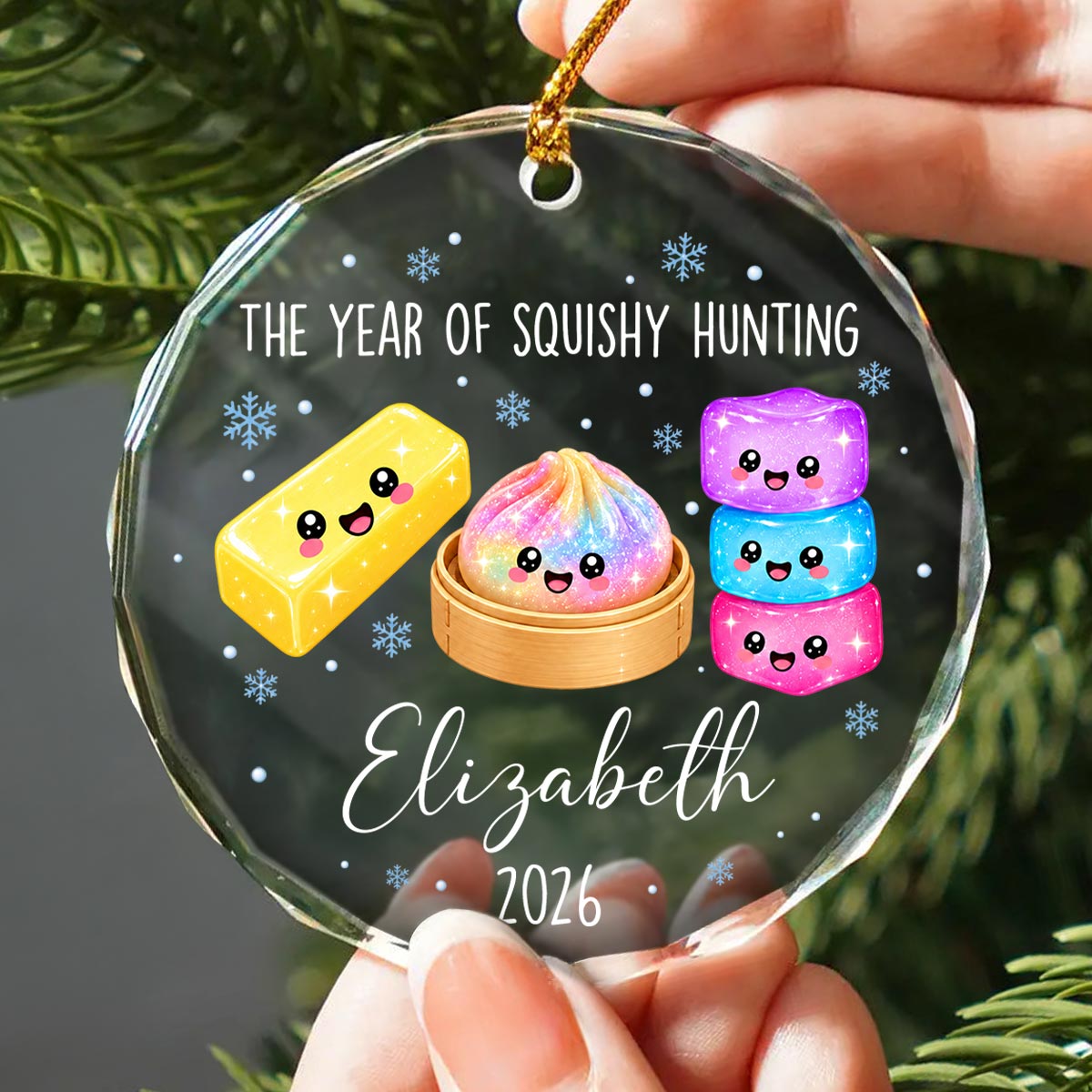 Cute The Year Of Squishy Hunting - Personalized Glass Ornament - Christmas Gift, Keepsake For Kids, Teenagers, Daughter, Granddaughter, Son, Grandson