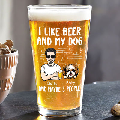 I Like Beer & My Dog Dog Lover Beer Lover Gift Personalized Beer Glass