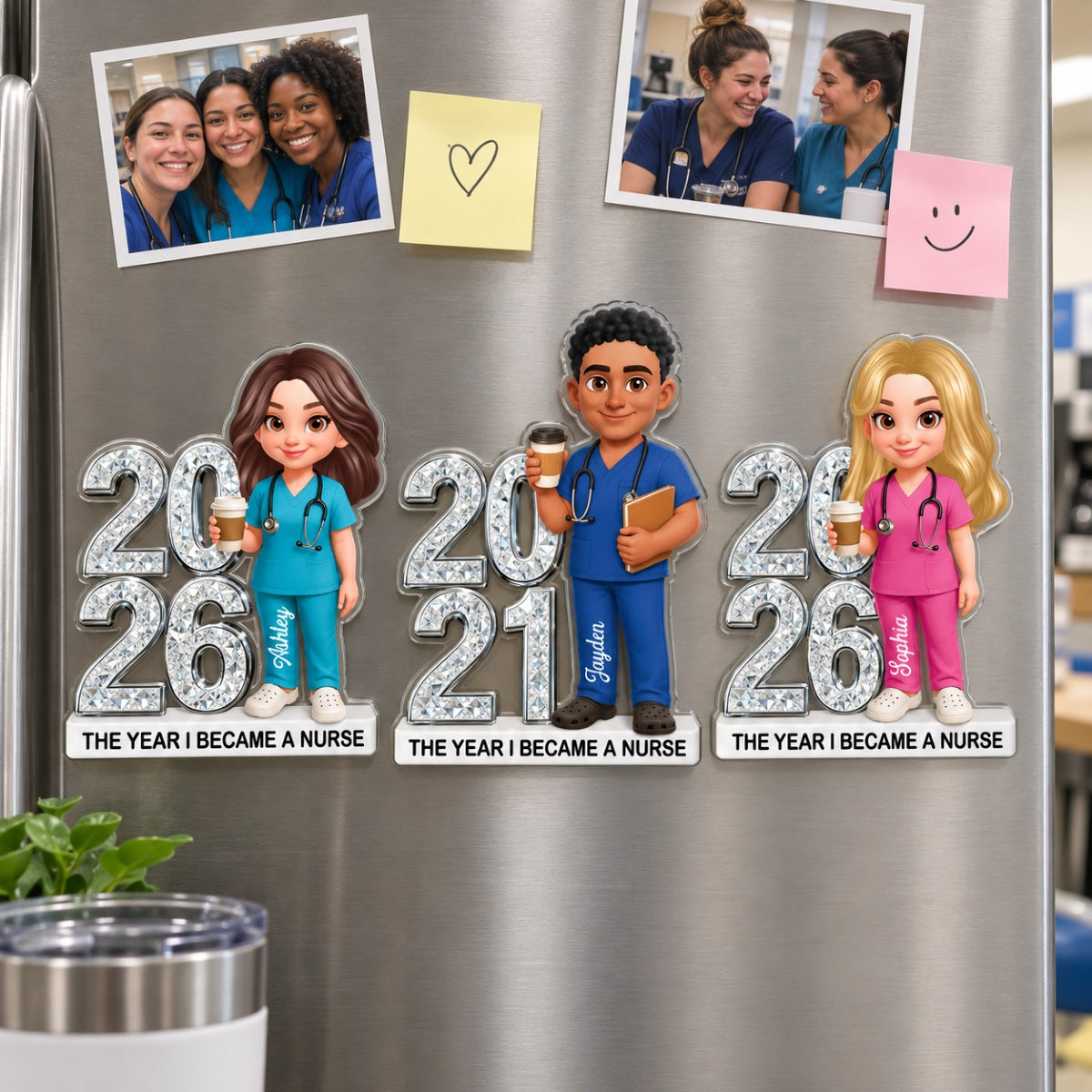 The Year I Became A Nurse - Personalized Acrylic Fridge Magnet - Christmas Gift, Graduation Gift For Nurse, Milestone Keepsake For Healthcare Workers