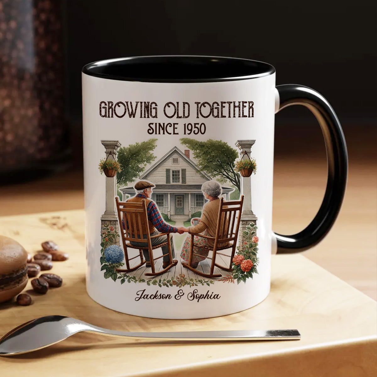 Couple Sitting On The Porch Growing Old Together Since Personalized Mug, Heartfelt  Gift For Couple, For Him, For Her, Husband, Wife