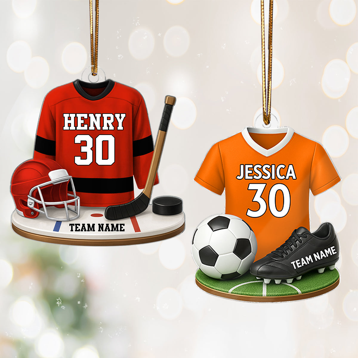 Custom Sports Keepsake - Personalized 3D Sport Acrylic Ornament - Christmas Gift for Son, Daughter, Grandson, Granddaughter