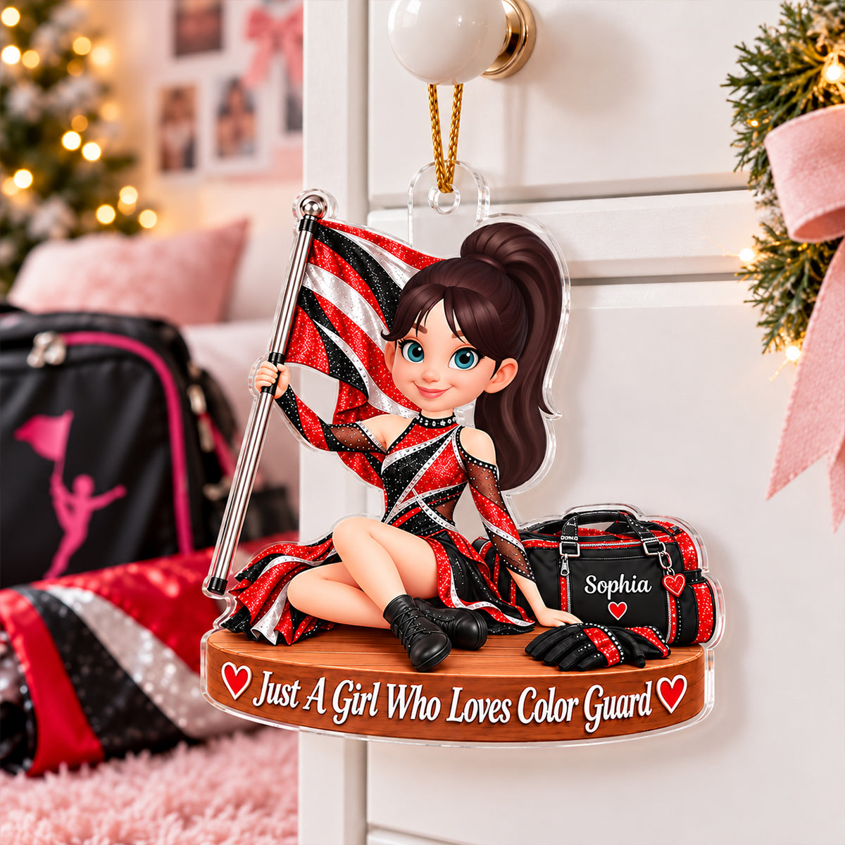 Just a Girl Who Loves Color Guard - Personalized Acrylic Ornament - Christmas Gift for Daughter, Granddaughter, Niece