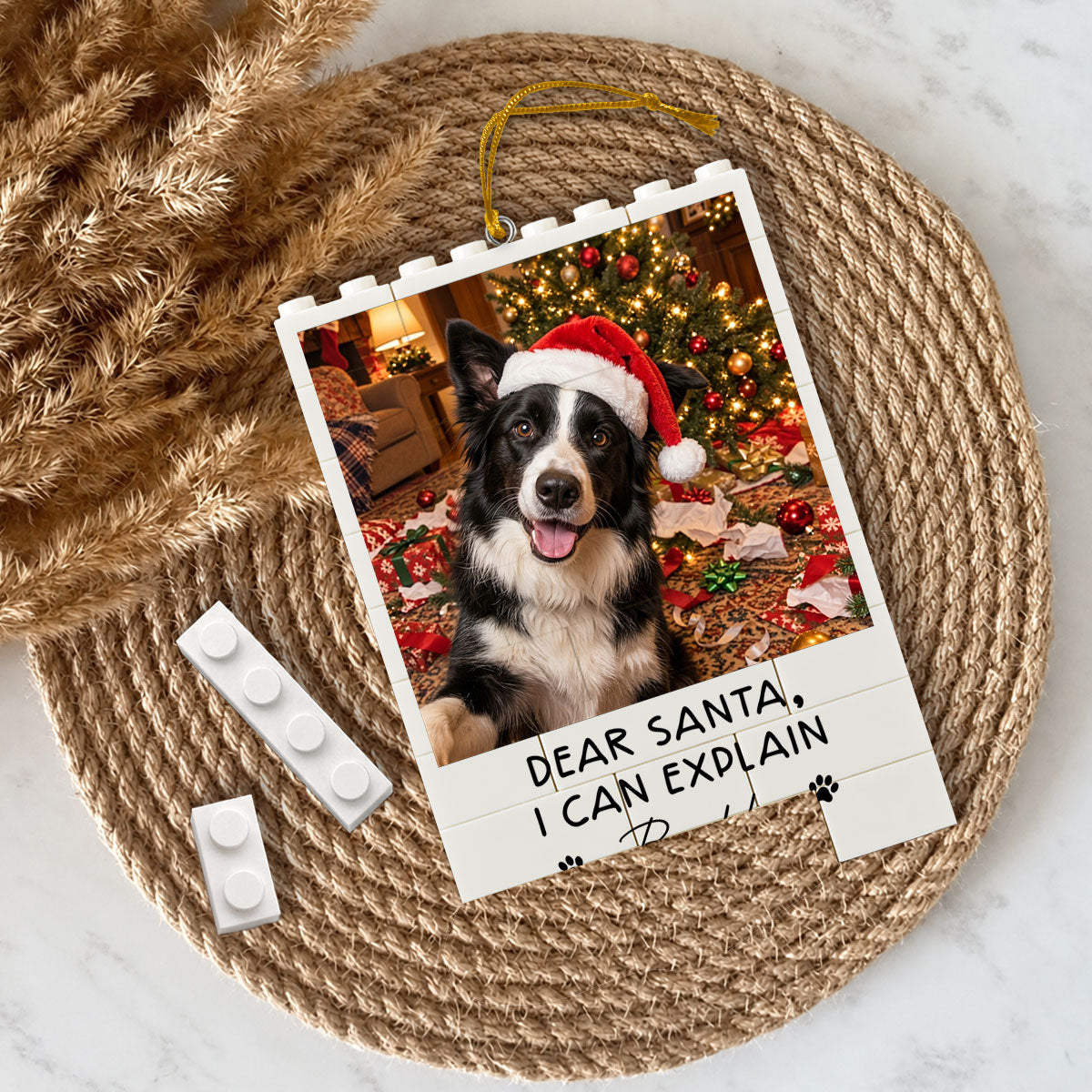 Dog Cat Ruin Christmas Things Upload Pet Photo - Personalized Building Blocks Ornament - Funny Gift For Dog Lovers, Cat Lovers