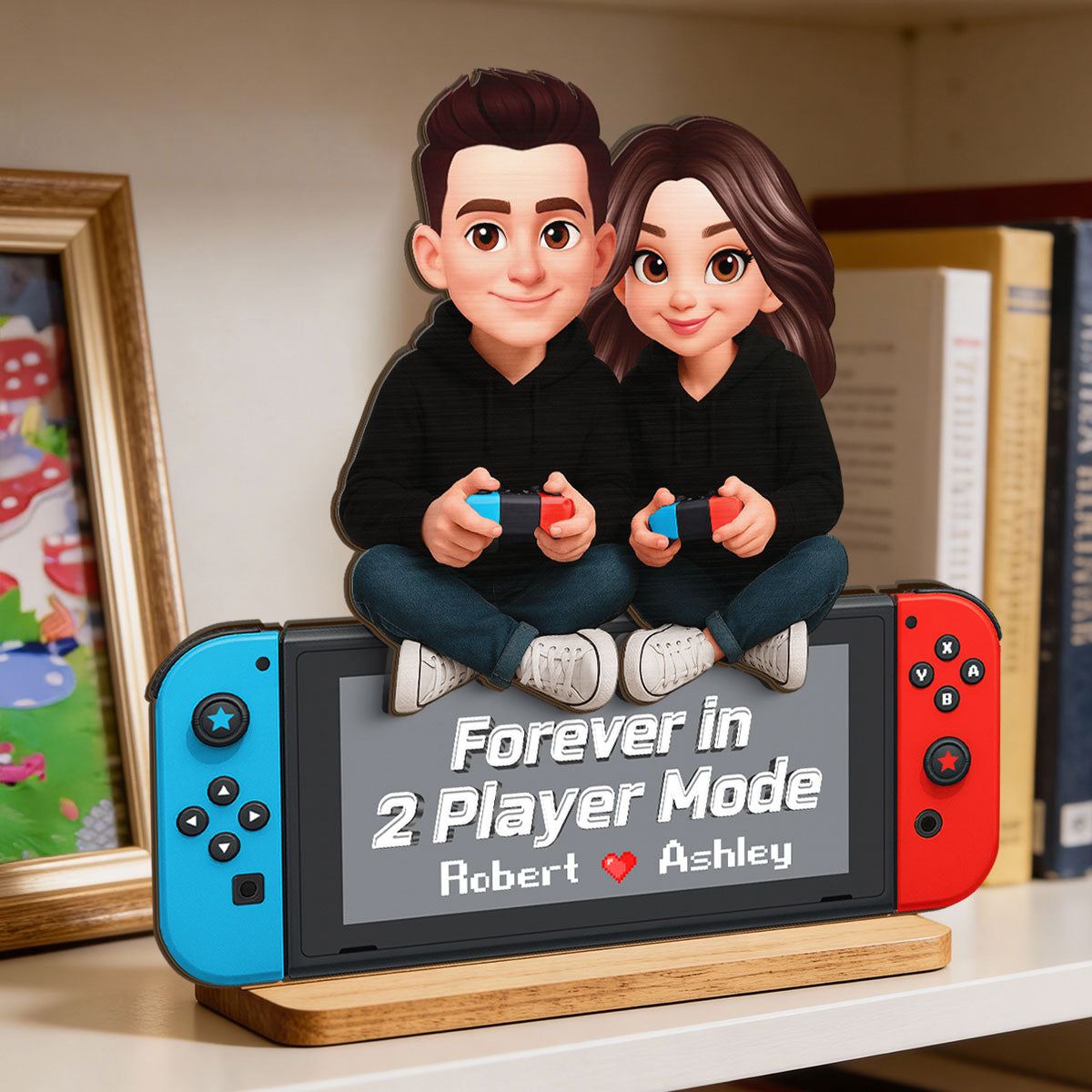 Forever In 2 Player Mode Gaming Couple - Personalized 2-Layered Wooden Plaque - Heartfelt Anniversary Gift For Gamers, For Him, For Her