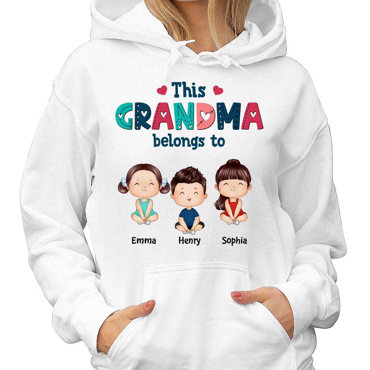 Doodle Pattern This Grandma Mom Belongs To Doll Kids Watercolor Style Personalized Shirt