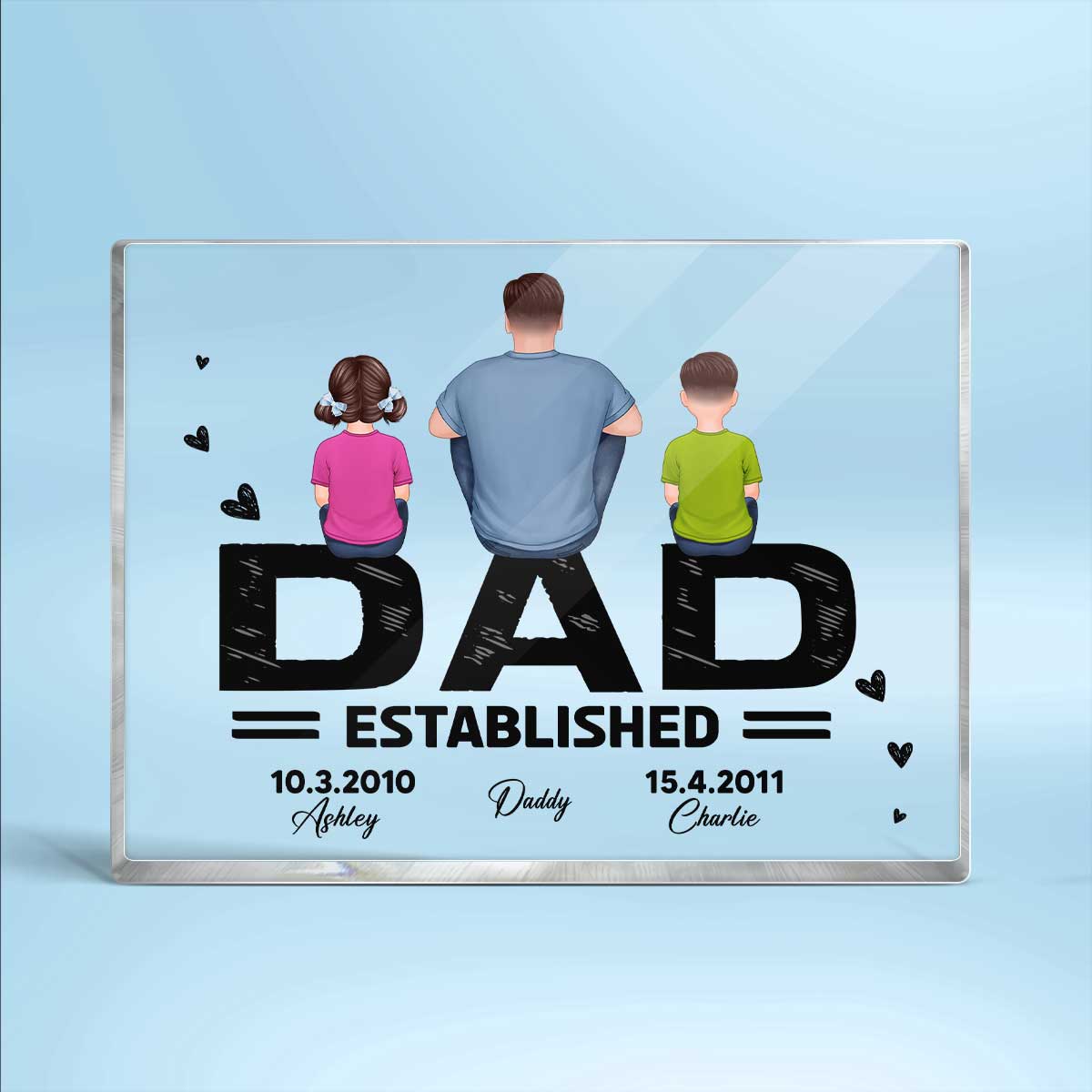 Dad Established Father‘s Day Gift Personalized Rectangle Acrylic Block Plaque