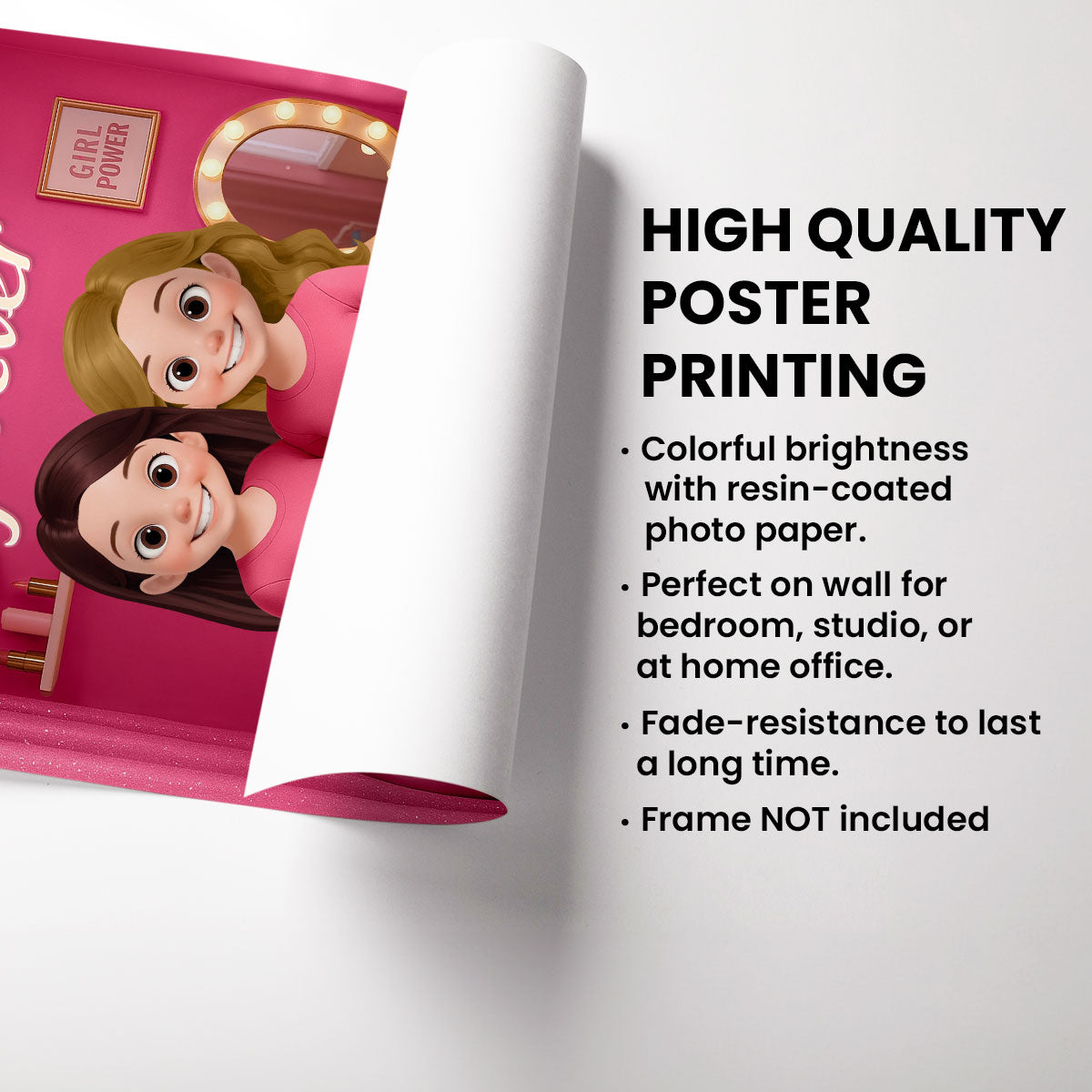 3D Effect Besties Pink Tone Dream Dollhouse Personalized Poster