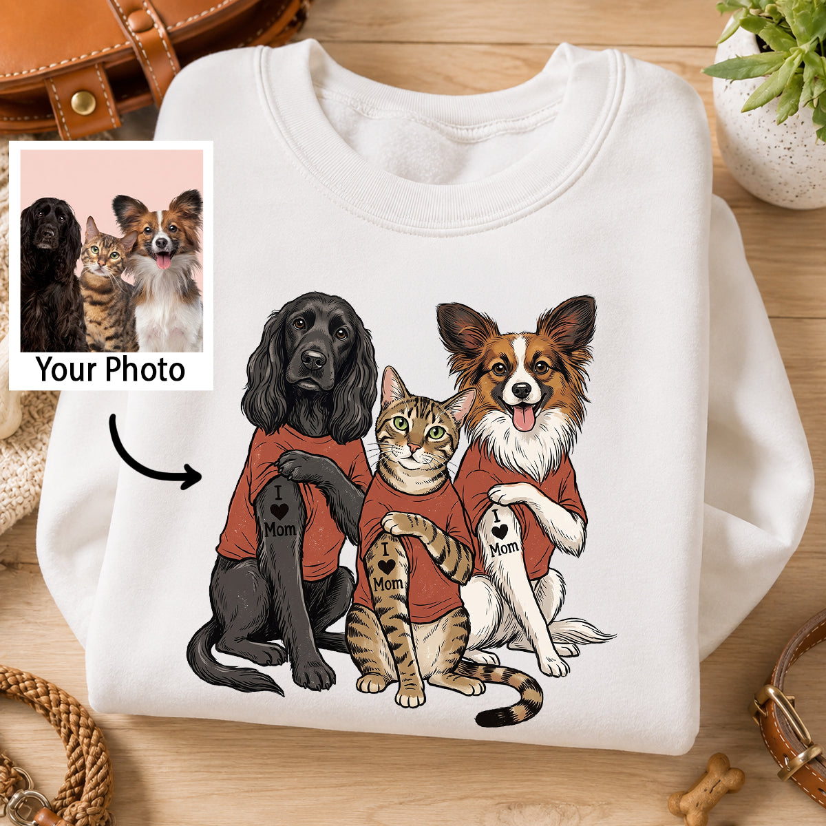 Custom Tattooed Dog Cat Pet from Photo - Personalized Shirt - Gift for Dog Mom, Dog Dad, Cat Mom, Cat Dad