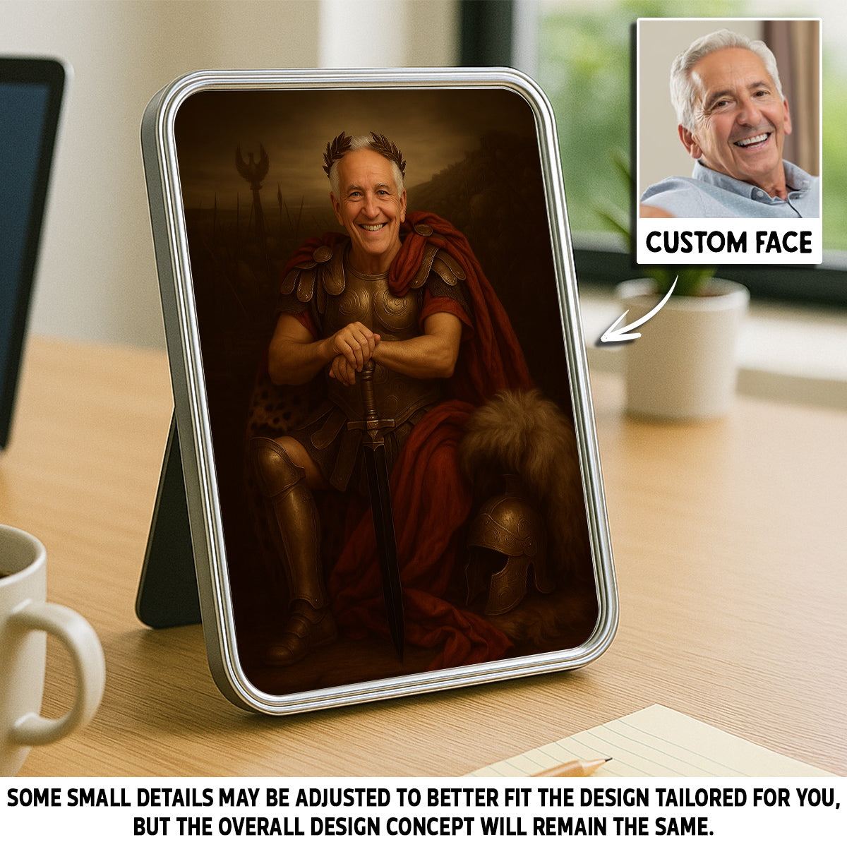 Man Royal Portrait Custom Face Personalized Mirrored Picture Frame, Unique Gift For Grandpa, Dad, Husband