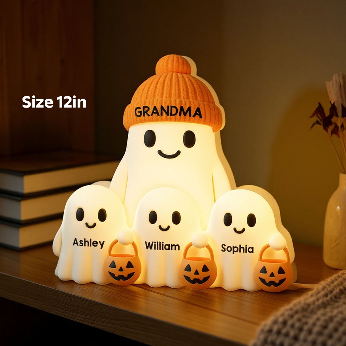 3D Effect Grandma Boo Crew Fall Halloween Decor Personalized Light Box - Gift For Grandmas