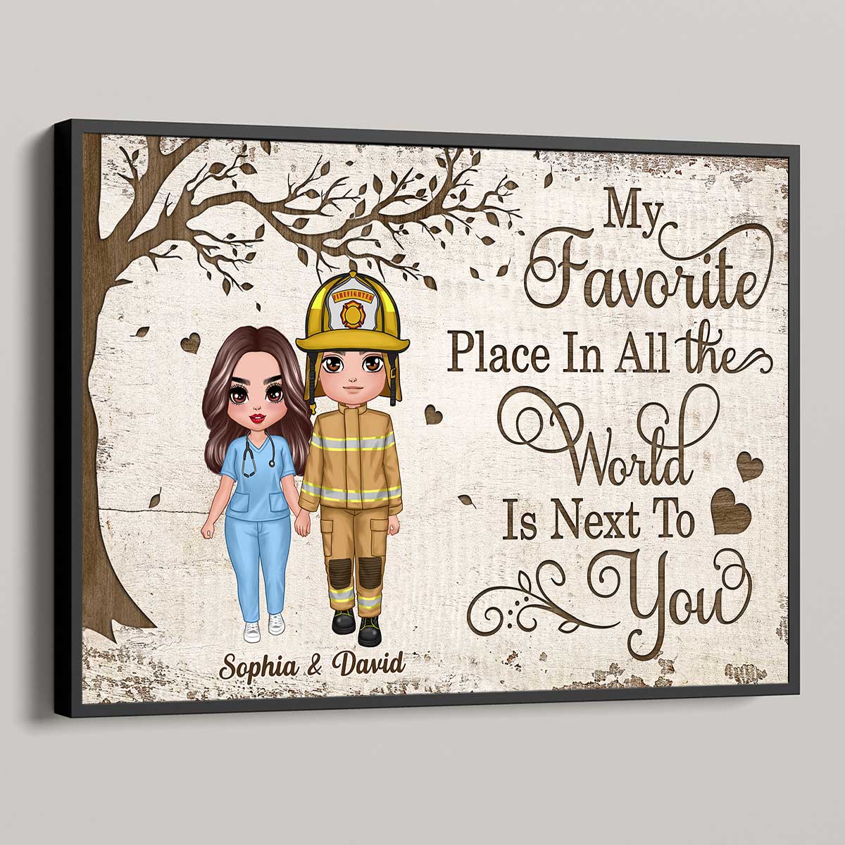 Favorite Place In The World Couple Standing Gifts by Occupation Gift For Her Gift For Him Firefighter, Nurse, Police Officer Personalized Poster