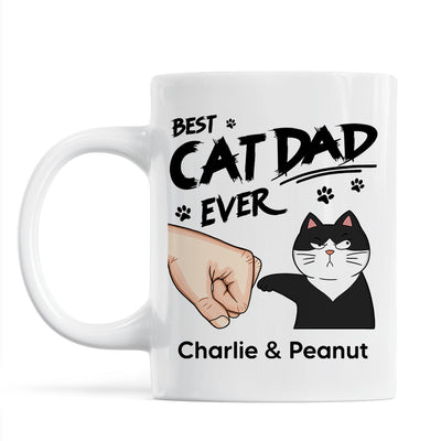 Best Cat Dad Ever Fist Bump Funny Cute Cats Personalized Mug