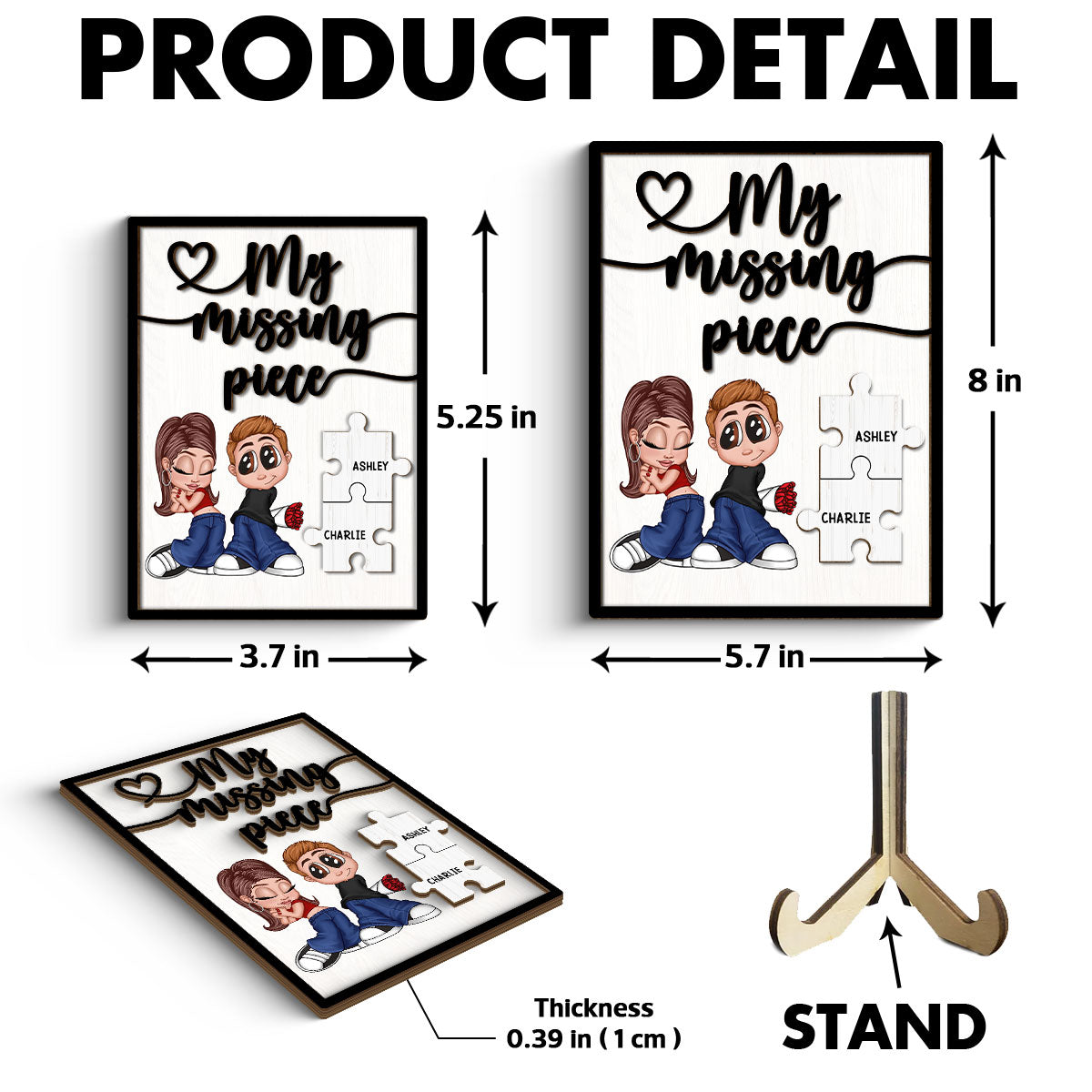 Y2K Couple My Missing Piece Personalized 2-layer Wooden Plaque,  Gift For Him, For Her