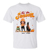 Fall Season Tis‘ The Season Doll Girl & Cute Sitting Dog Personalized Shirt