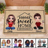 Home Sweet Home House Doll Couple Personalized Doormat