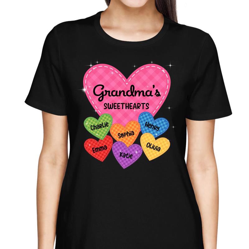 Checkered Pattern Grandma Sweethearts Personalized Shirt