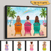 Colorful Summer Besties At Beach Personalized Horizontal Poster