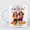 To My Bestie Doll Girls Sitting On Pumpkin Fall Season Best Friends Personalized Mug