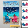 Heart Beach Blue Wood Texture Couple Back View Personalized Vertical Poster