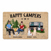 Making Memories Camping Couple & Cute Sitting Dog Personalized Doormat