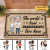 World‘s Best Grandparents Live Here Caricature Couple Personalized Doormat