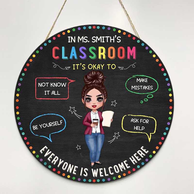 In Teacher Classroom It‘s Okay Everyone Is Welcome Personalized Door H ...