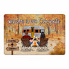 Fall Season Camping Couple Back View Personalized Doormat