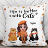 Doll Woman And Cats Sitting Fall Season Personalized Pillow (Insert Included)