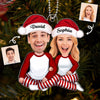 Christmas Doll Couple Sitting Hugging Custom Face Photo Personalized Acrylic Ornament