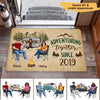 Camping Couple Adventuring Together Anniversary Personalized Doormat