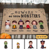 Beware Of Little Monsters Doll Kids Halloween Personalized Doormat