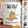 Work Hard For My Cats Funny Cartoon Cat Tower Personalized Mug