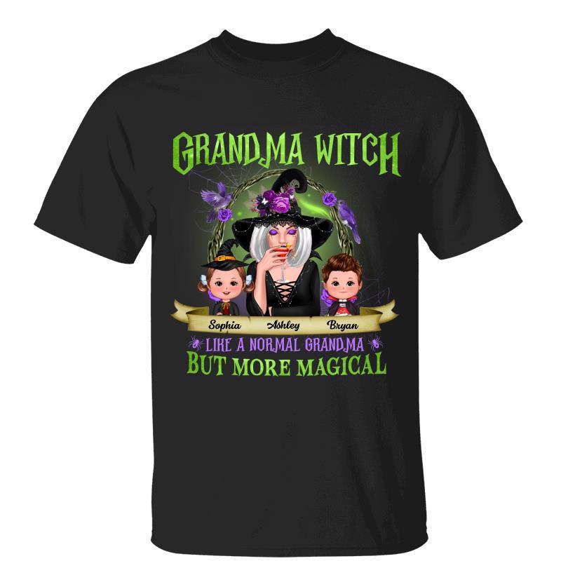 Green And Purple Halloween Grandma And Kids Personalized Shirt