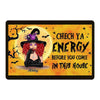 Halloween Check Ya Energy Witch Personalized Doormat