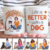 Fall Season Pretty Dog Mom & Cute Sitting Dog Personalized Mug
