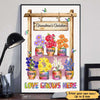 Colorful Grandma Garden Love Grows Here Personalized Vertical Poster