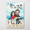 You Me & The Dogs Caricature Couple Cute Sitting Dog Personalized Vertical Poster