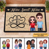 Home Sweet Home Standing Couple Infinity Heart Personalized Doormat