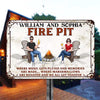 Fire Pit Camping Real Couple Personalized Backyard Metal Sign