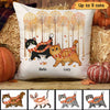 Fall Season Treeline Walking Cats Personalized Pillow (Insert Included)