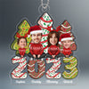 Christmas Tree Cake Family Sitting Crossed Legs Custom Face Photo Personalized Acrylic Ornament